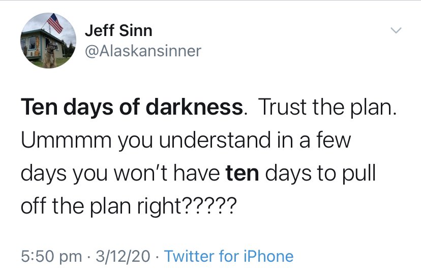 There is also confusion over whether the ten days of darkness will happen, or is happening right now. It’s such a profound event nobody can be sure. There is no shortage of material to work with here!! 