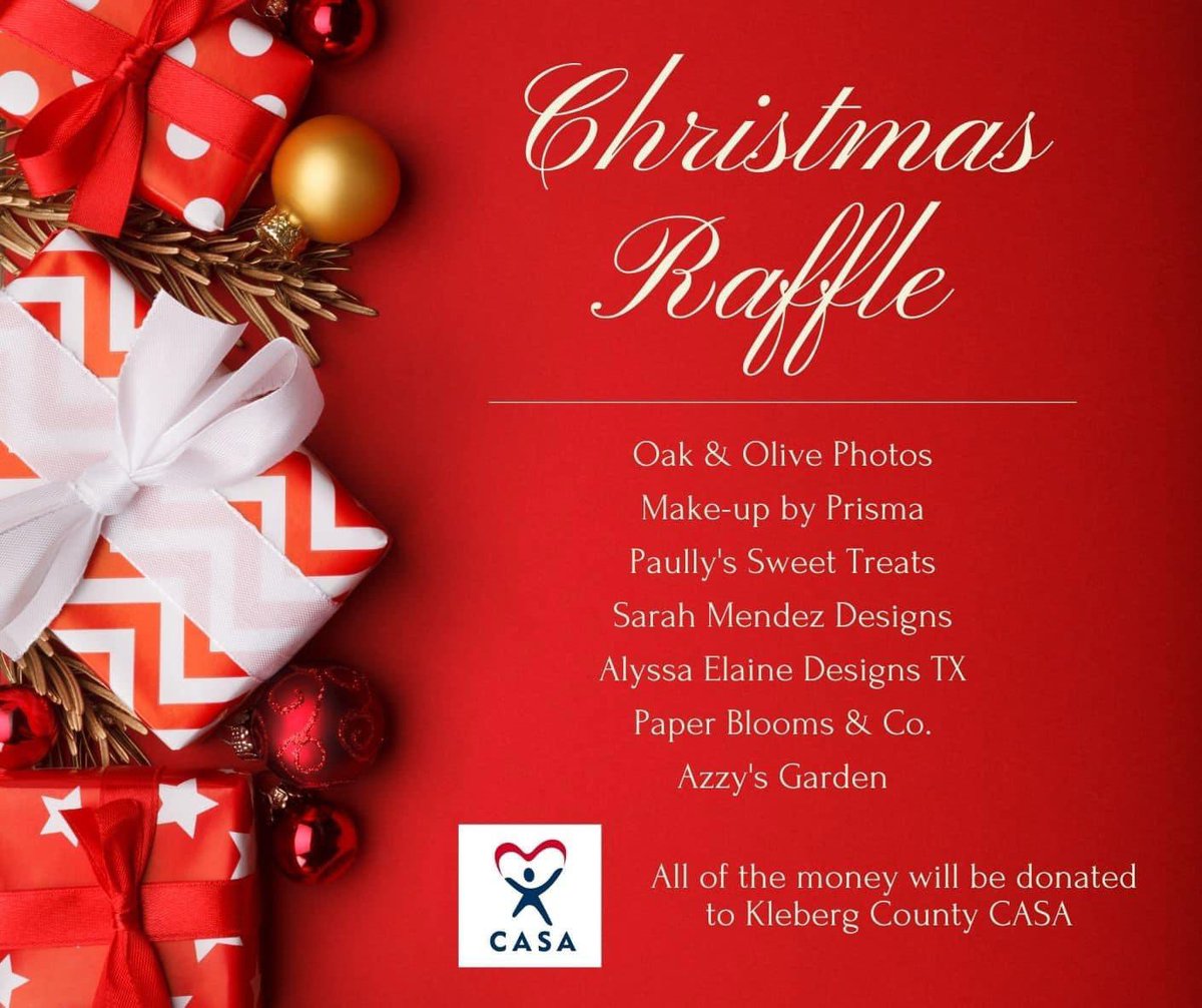 alyssaelainedtx's tweet photo. Check out this awesome raffle on FB! All money raised will be donated to CASA. Did I mention there will be SEVEN winners? Click the link to claim your spots!!🎄

https://t.co/hREn9piXcA https://t.co/kWrMVadX7m