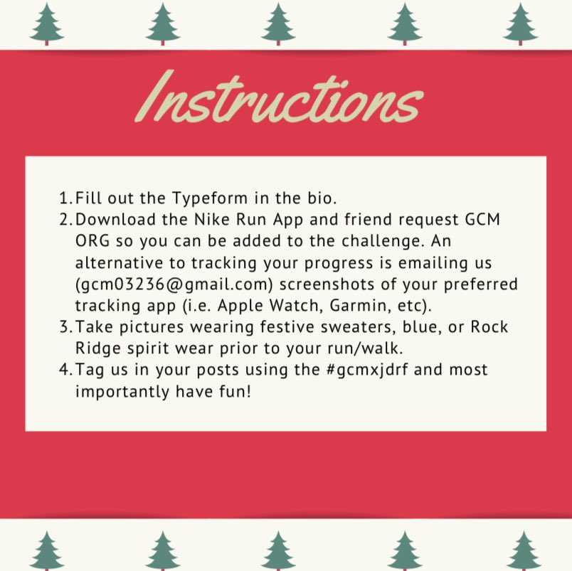 GcmOrganization's tweet image. Get excited for our holiday themed run! 😊🎄Wear your ugliest holiday sweater during your virtual 5k/1k too help the Juvenile Diabetes Research Foundation raise awareness for Type 1 Diabetes! Registration link in bio!
#typeonetypenone #gcmxjdrf