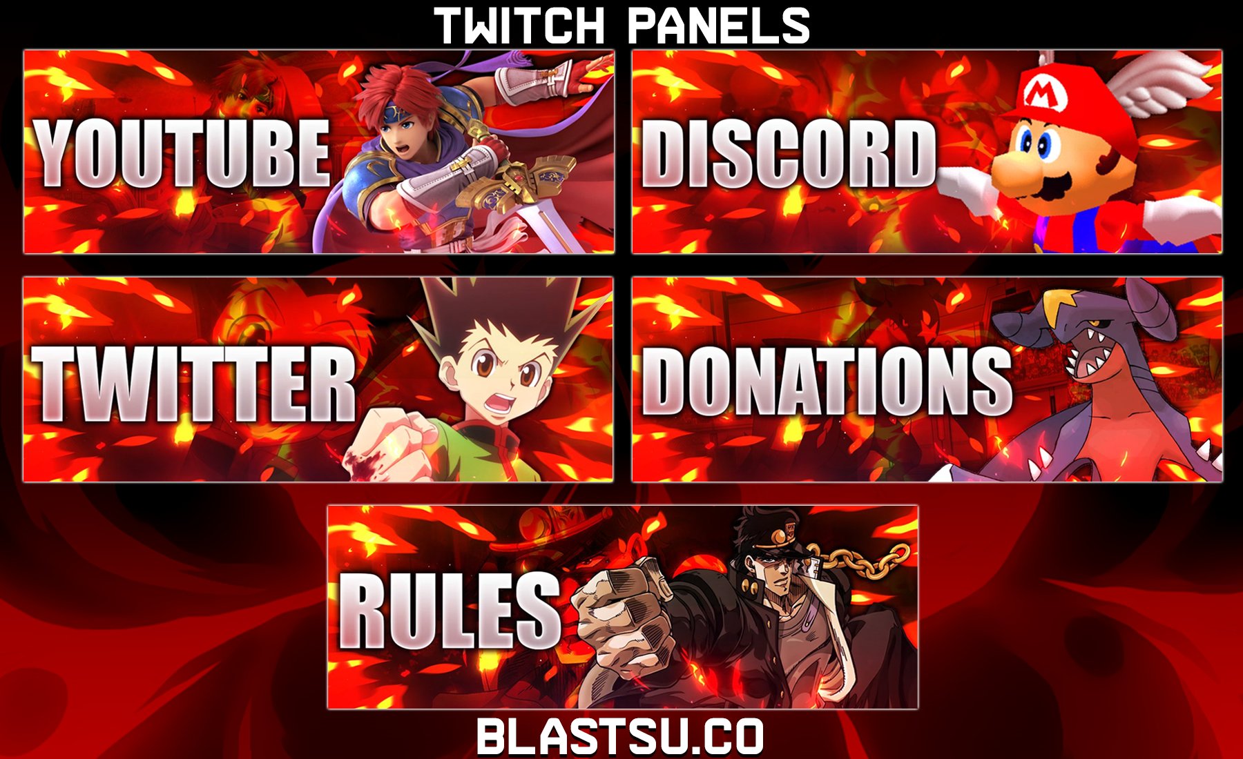 Free Vector | Anime twitch panels with characters