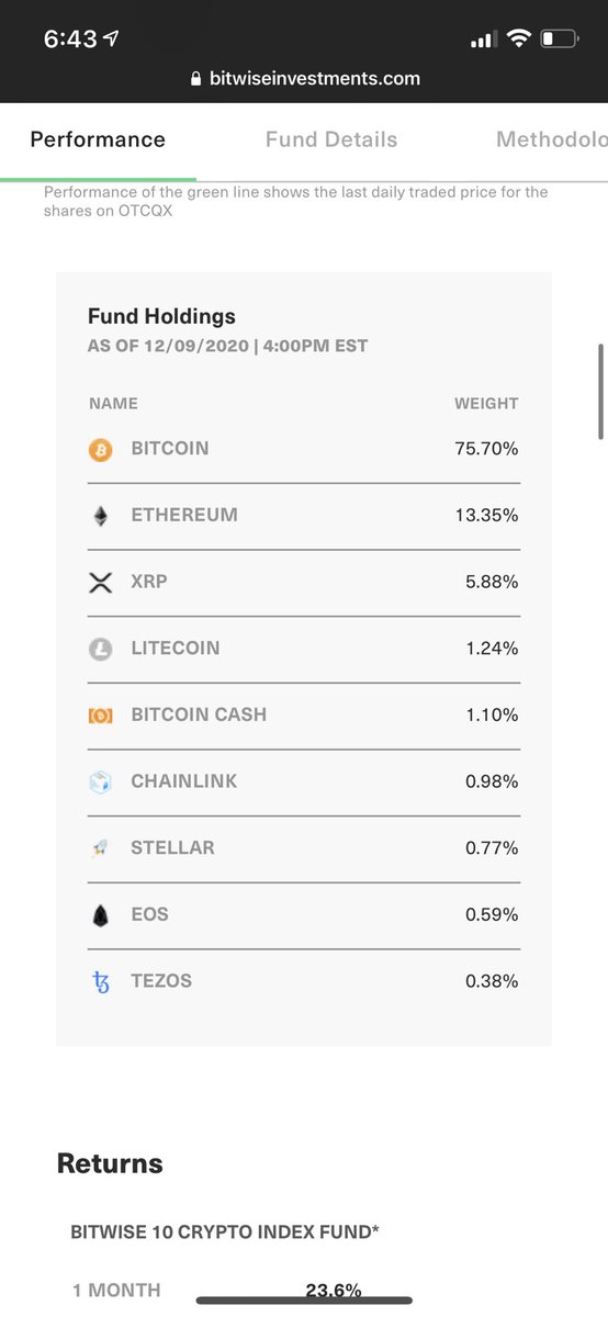 index fund is comprised of the top 10 crypto assets in the following proportions: You will note that the index is heavily weight towards the top three assets:  $BTC,  $ETH, and  $XRP, with these three making up 94% of the asset allocation, and the remaining 7 assets (cont.)