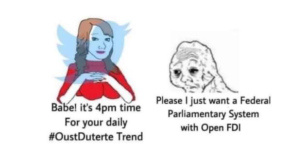 Puro kayo #OustDuterte tsaka #IStandWithZarate 

Pero ayaw niyo sa #CoRRECTtheConstitution 

Wala kayong karapatan magreklamo sa sistema natin ngayon kung ayaw niyo gusto baguhin ang bulok na sistema natin