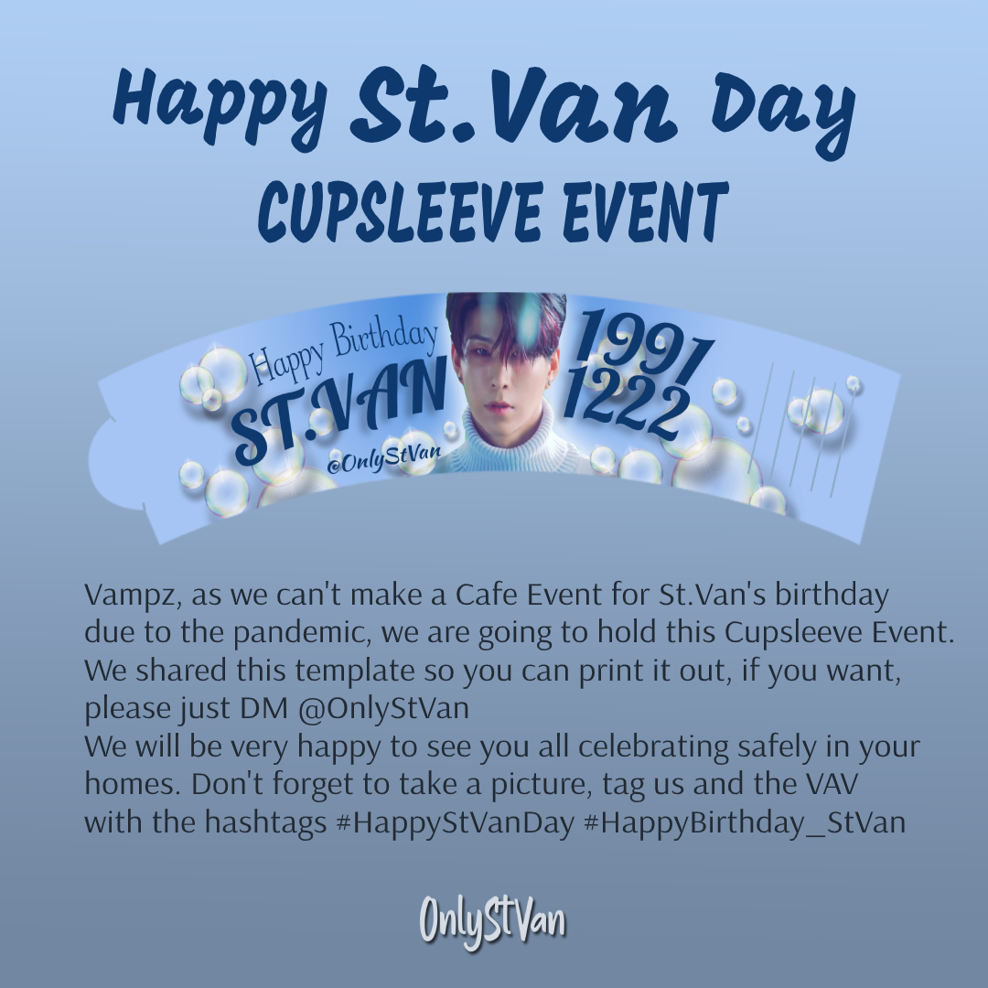 onlystvan's tweet photo. 💫VAV ST.VAN CUPSLEEVE EVENT💫

Olá Vampz! Vamos comemorar o aniversário do nosso líder #StVan❤️ 
Compartilhamos esse modelo para quem tiver interessado e vocês possam imprimir.
  
@VAV_official @twt_VAV @VavCash 
#HappyStVanDay #HappyBirthday_StVan #세인트반 #VAV #브이에이브이 https://t.co/HNWsQwu51m