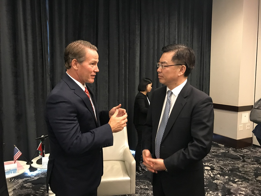 October 5, 2019On behalf of Governor Mike DeWine, Lt. Gov Jon Husted welcomed Consul General Huang Ping to Columbus. Case Western professor also at this event. 16,000 Chinese students study in Ohio. Thousands of Ohio teachers teach English to Chinese children throughVIPKID.
