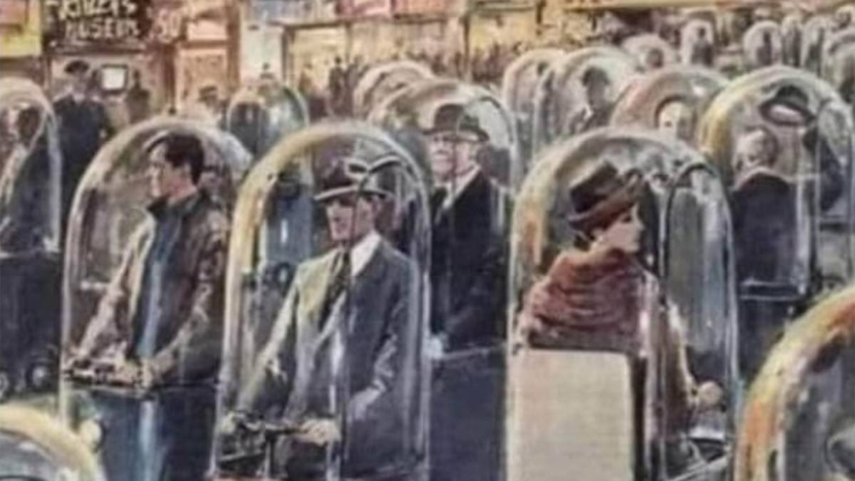 Esta imagen es de la portada de una revista italiana de 1962. La cual reflejaría cómo sería el mundo en 2022. Le suena a algo???? No lo veo tan imposible. Que miedo!