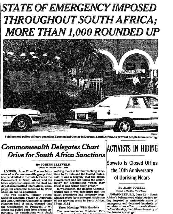 This would reflect Canada’s pattern in the growing regional conflict that emerged in southern Africa in the 1970s: Canada would quietly lean on its close relationship with SA, it’s chief regional ally, while occasionally criticizing the most appalling elements of Apartheid. (20)