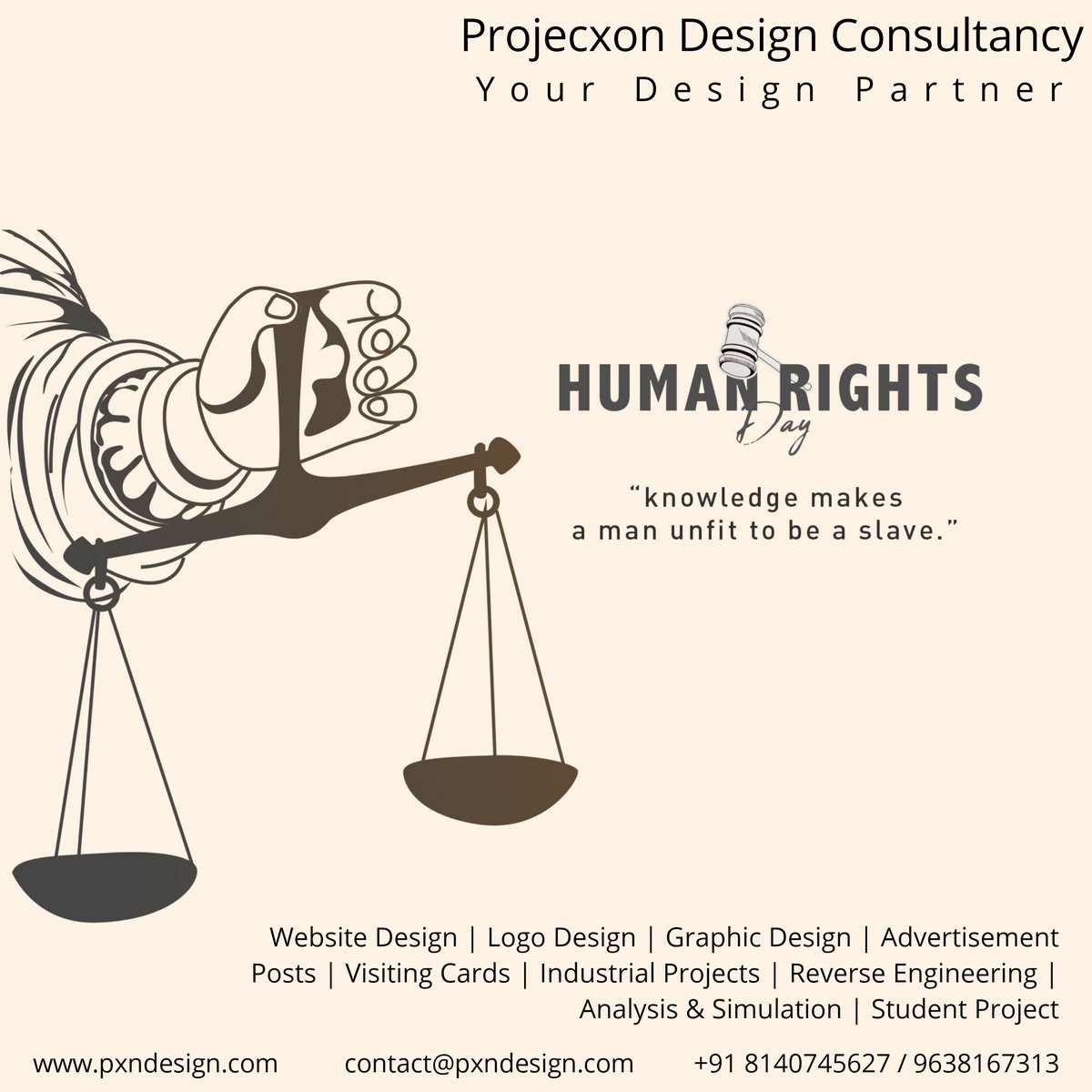 ProjecxonDesign's tweet photo. Human Rights Day reminds us of our powers to stop any injustice or abuse by any authority. Let us come together to celebrate those powerful rights.
Contact us:
https://t.co/AXIwJepVgC
contact@pxndesign.com
#webdesign #makeinindia #simulation #rajkot #MarketingPosts #india https://t.co/CUxgjqu0Xt
