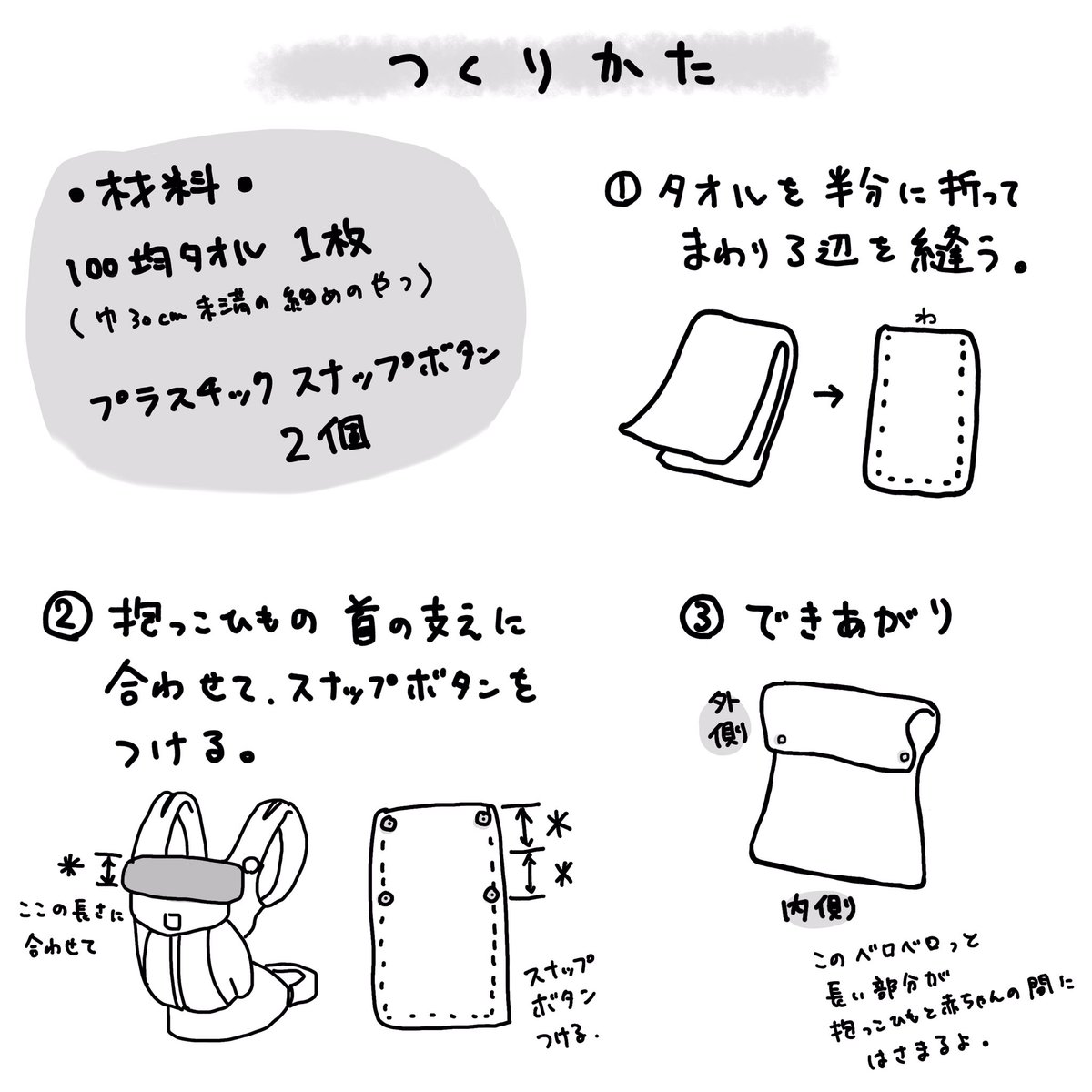 これは私が唯一語り継ぎたい育児テク…

エルゴ前向き抱っこ用の『首元よだれカバー』を作りました。

100均タオル1枚で裁断なし!

#エルゴ #抱っこ紐 #ハンドメイド 