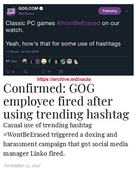 Also, I like how these so-called "anti-SJW" """""Centrists™""""" claim to be against woke shit in games and yet give this game a free pass because "it's cyberpunk" and yet they completely forgot about the times CDPR caved in to ResetEra SJWs and journalists. 2/?