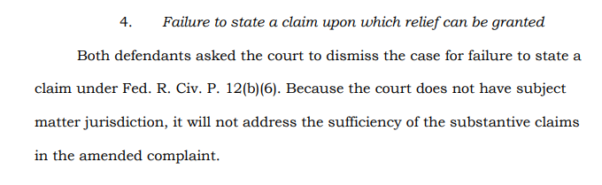 Unlike the other courts, this decision in the Wisconsin kraken does not rule on abstention or laches. And unlike Judge Humetewa earlier today, Judge Pepper does not rule on the sufficiency of the complaint.