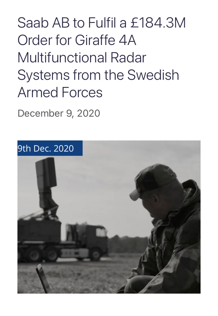 IntMilReview's tweet image. #Swedish #defense company @Saab has contracted with the #Swedish #government  to supply an air defence #solutions  order worth £184.3M to #Sweden’s armed forces to be delivered between 2020 and 2025

Read the full story on our site:

internationalmilitaryreview.com