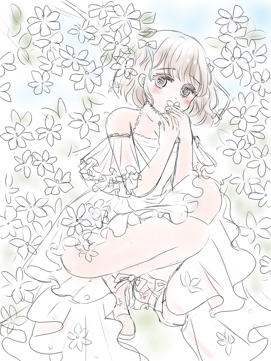 昨日描いた絵です(*'▽`*)
恋の魔法とおまじない色塗途中、新誕生花6月7日山梔子(クチナシ)女の子ラフ、昔話「つぐみひげの王様」ラフ、腐滅の刃1ページ目完成 