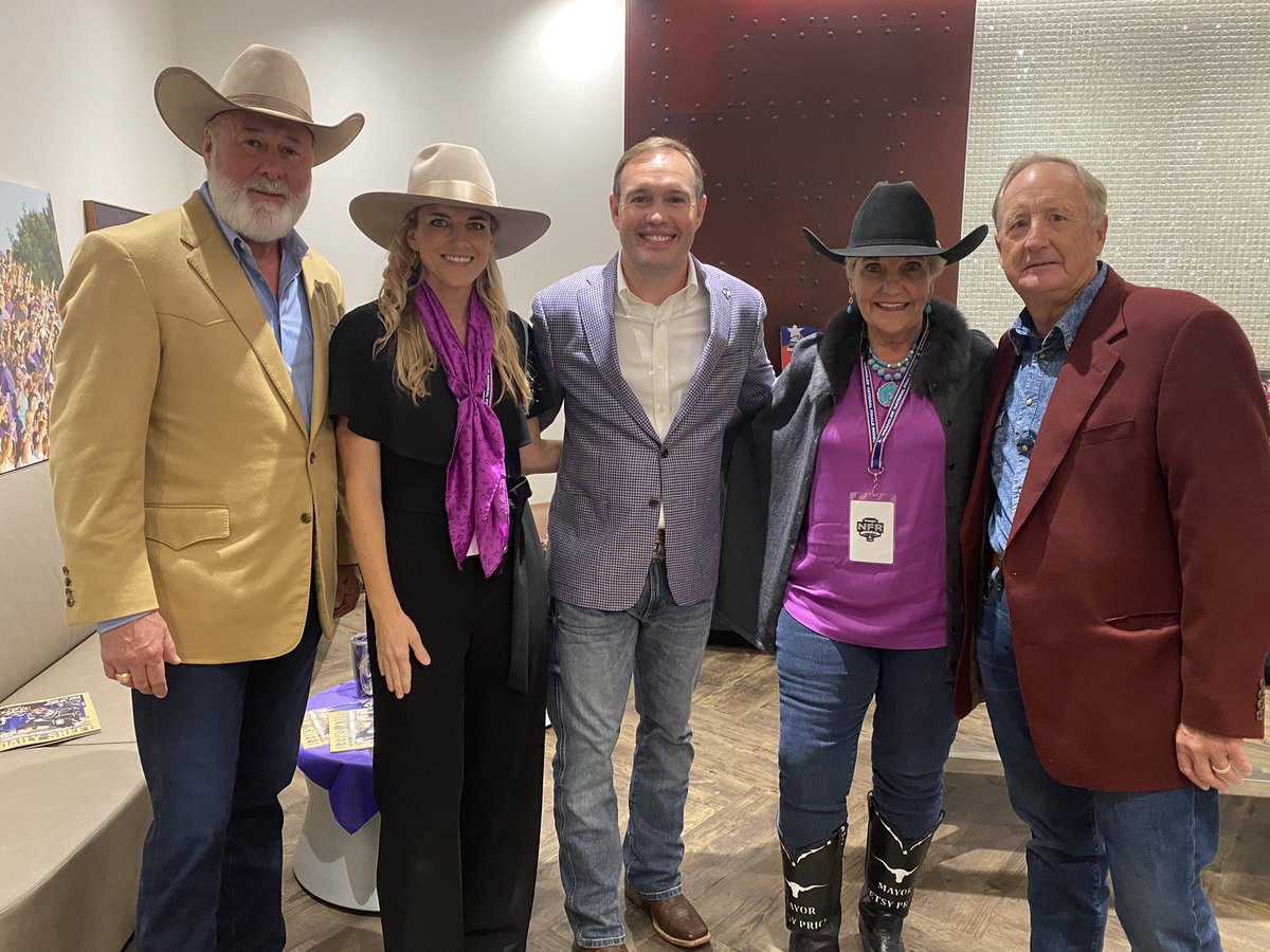 TarletonPrez's tweet photo. An amazing night for @TarletonState University and our @TSURodeoTeam students/alumni. I was so proud to see all of the purple and white @Wrangler NFR 💜 https://t.co/krG3tIqWCo