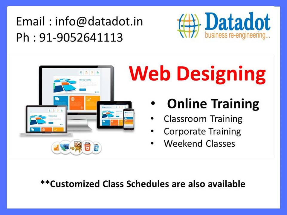 DatadotT's tweet image. Our Blog : datadottraining.blogspot.com…/web-designing-course…
Attend free demo : goo.gl/forms/m9gSZXmZ…
#webdesigning #online #training #course #education #software #learning #career #knowledge #classes #students #datadot
For More info : datadot.in
Call us :9052641113