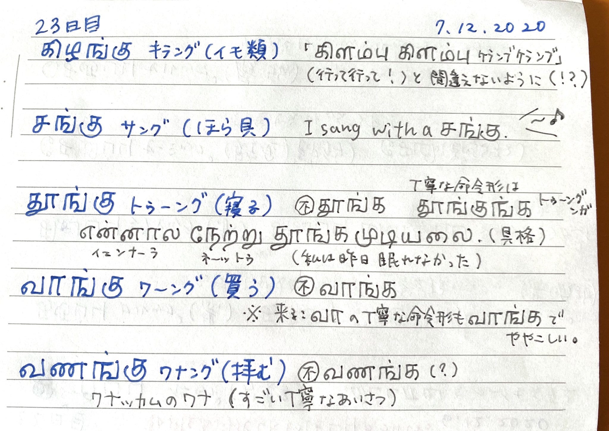 本日のタミル語 Twitter