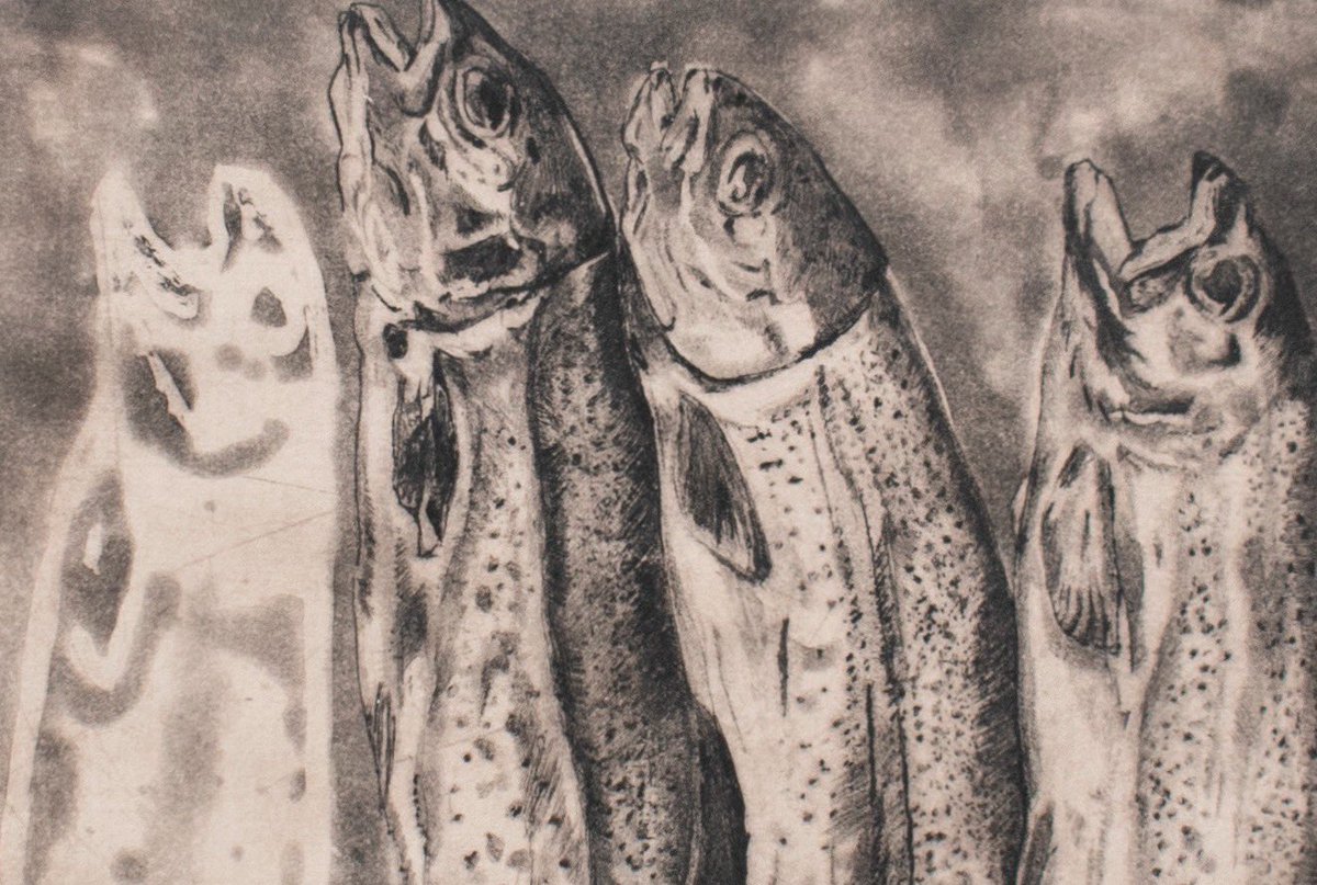 picsofwhatimake's tweet image. fishy copper etching on stonehenge