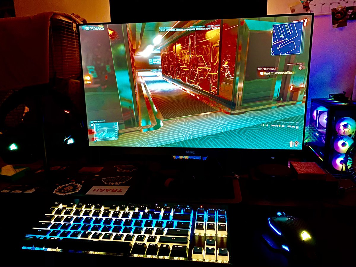 nukfauxsho's tweet photo. Cyberpunk 2077 is looking and running great! Amazing in HDR and got my Corsair profile set up courtesy of @AlexKrastev https://t.co/hA7ZaebtJd