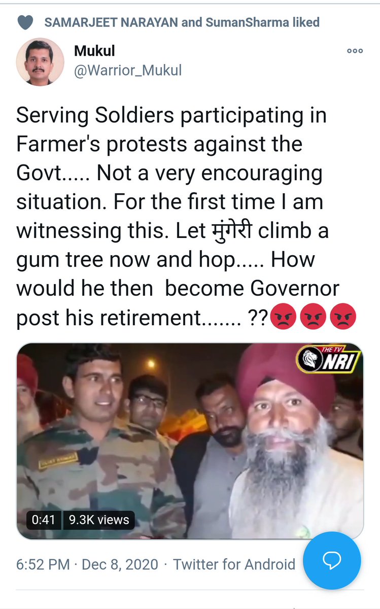- As a veteran, he knows that a soldier cannot participate in a protest against GOI.- Rather than condemn this act, it's being used to take a pot shot at GOI and of course, the favorite punching bag, CDS.-Irrespective of political leaning, certain red lines can't be crossed.