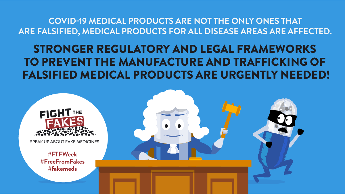 The #pandemic should serve as a wake-up call on the urgent need for stronger legislative &amp; regulatory mechanisms to prevent the manufacture and trade of #fakemeds 💊

Join this year's #FTFWeek and raise your voice against fake medicines! <a href="/FightTheFakes/">Fight the Fakes Alliance</a> 

bit.ly/34F8K77