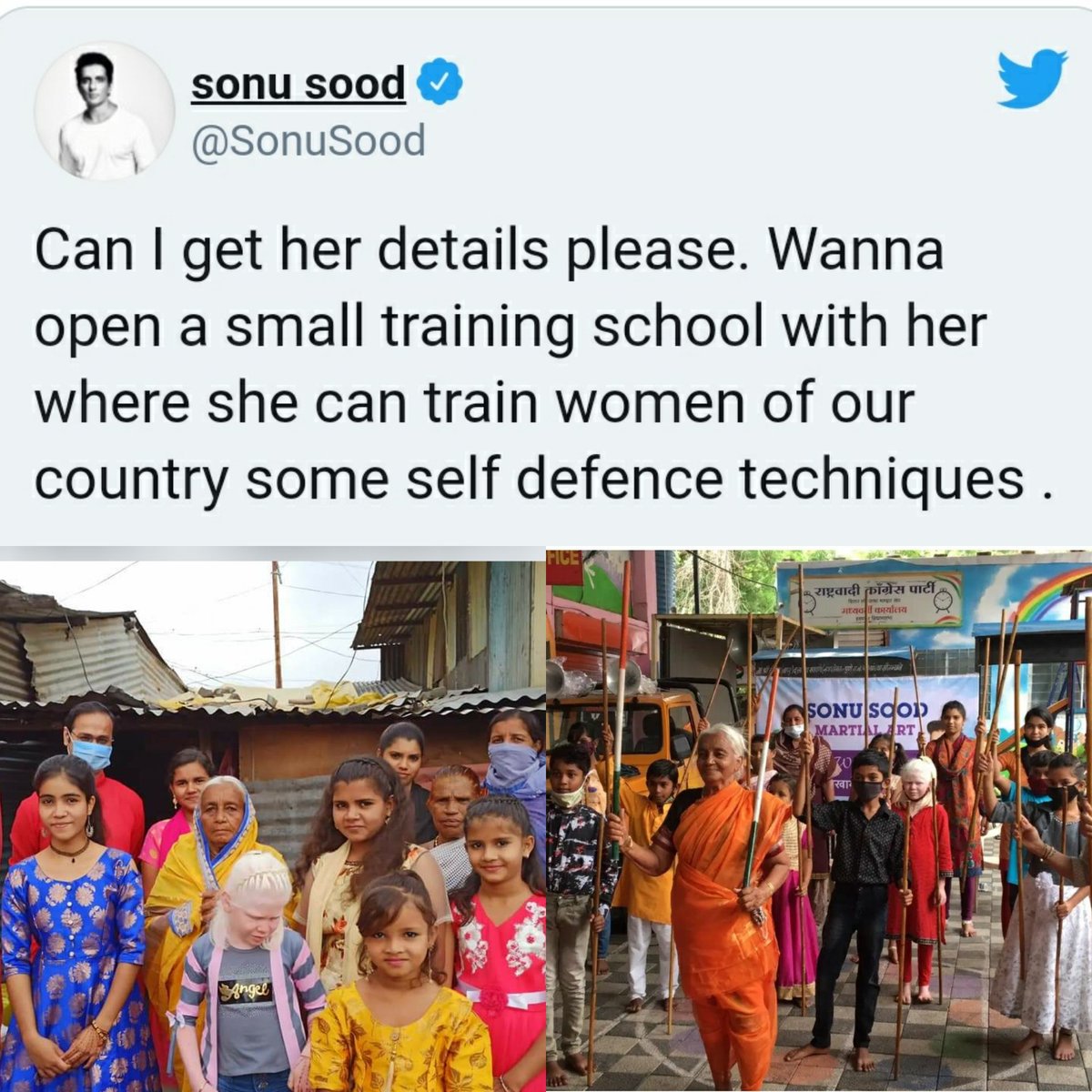 go4ashi's tweet photo. Exposing @SonuSood false promises : Ground report : I hope you all remember this Warrior Ajji where my team was first to visit and provide her few months ration, basic amenities for household, new dress for each member of Family. Now Sonu bhai was keen to setup training (2/n) https://t.co/1i8YeCzpYl