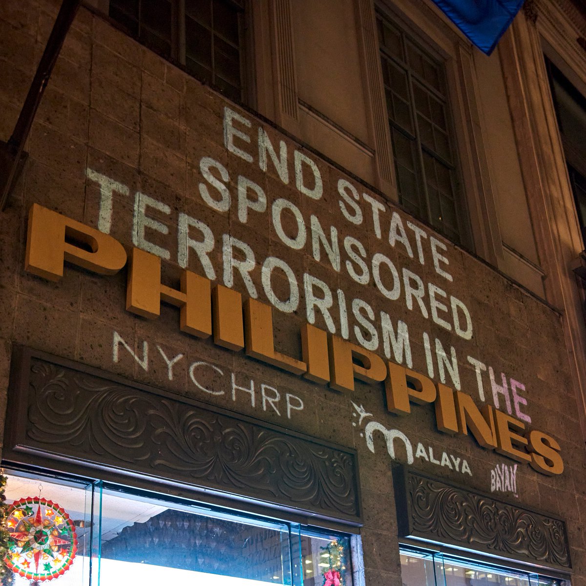 NYCHRP's tweet photo. than 400,000 people due to military operations, and the mismanagement of the COVID-19 pandemic and typhoon response as examples of Duterte’s crimes. https://t.co/DBrDFYJ08b
