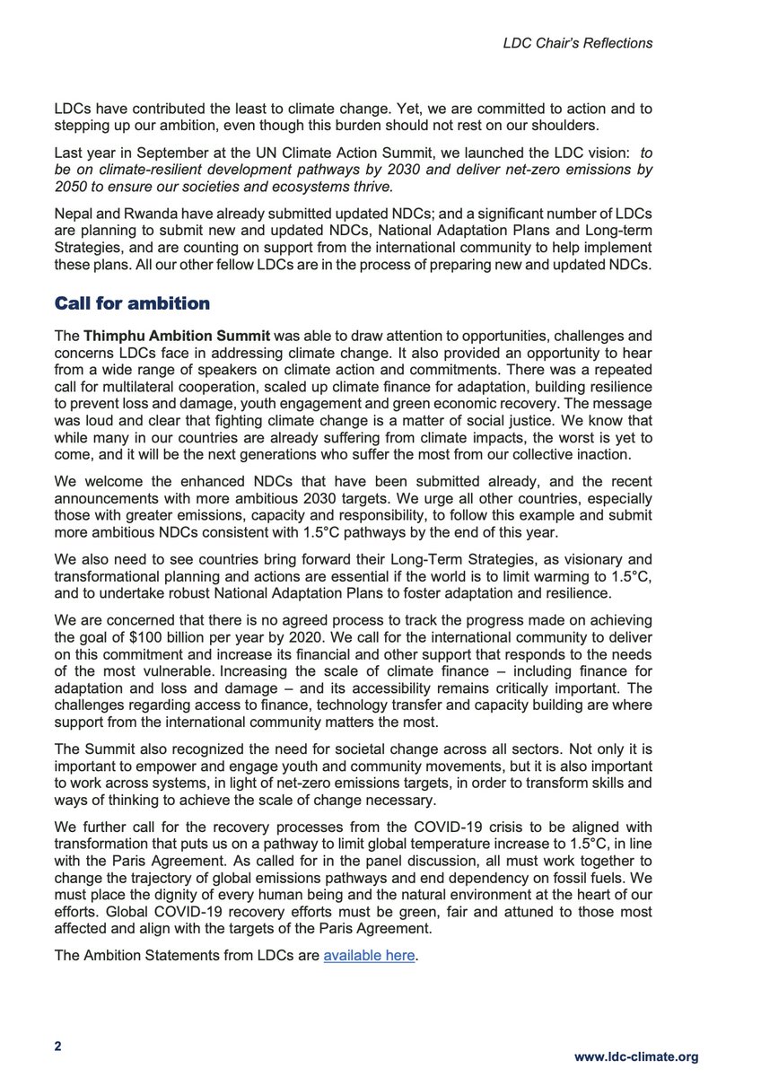 manjeetdhakal's tweet photo. Chair's Reflection note:
🌏Thimphu Ambition Summit: Momentum for a 1.5ºC World🌏

Message on👉raising #ambition👉mobilization of support &amp;👉aligning COVID recovery with transformation that puts us on a pathway to limit🌐global temp to 1.5°C, in line with the #ParisAgreement https://t.co/FreiW2eziH
