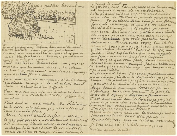 ‘I now no longer feel any hesitation about staying here, because ideas for work are coming to me in abundance’ 📝  

In #VanGoghs’s letters, you can almost follow his dreams from day to day 👉 vangogh.nl/zCWJ50BF6JR
