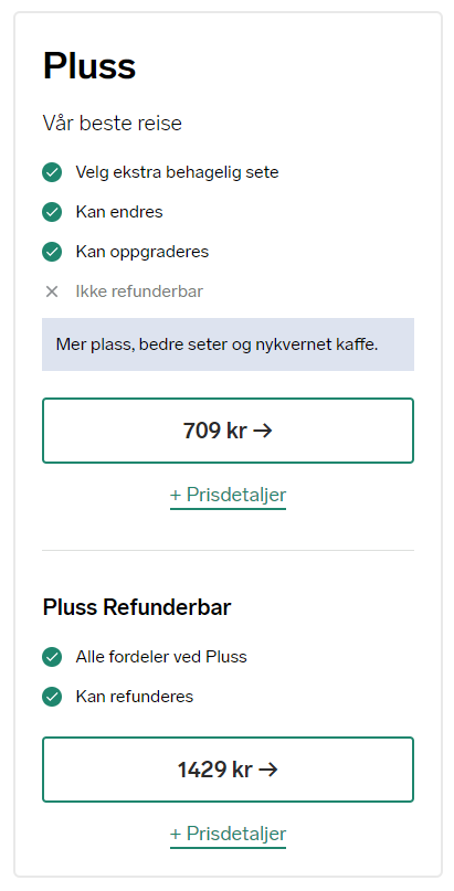 alkemann's tweet photo. @vygruppen Hva går det i med matten deres her? Om jeg vil ha muligheten til å få returnert 709 kr så må jeg betale dere 720 kr? 🤯 https://t.co/kDpQfRfcsW