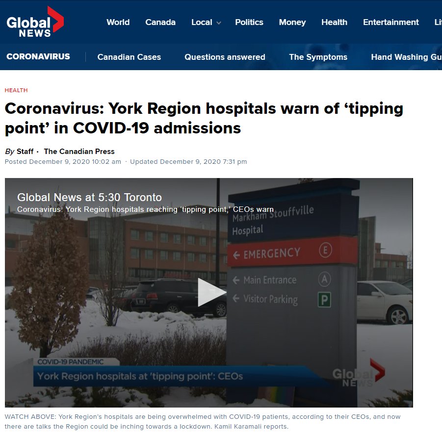 Tipping point in York Region?Not at all. York is a case study in the unjustified panic fuelled by unscrupulous hospital execs and clickbait-hungry media. @fordnation  @celliottability Thread: