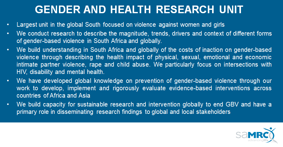 Dr Andrew Gibbs from  @MRCza reporting on 3 qual & mixed-methods studies. The Gender and Health Research Unit focus on undertaking research around violence against women and girls - the largest such institute in the  #GlobalSouth  #BESSItalk