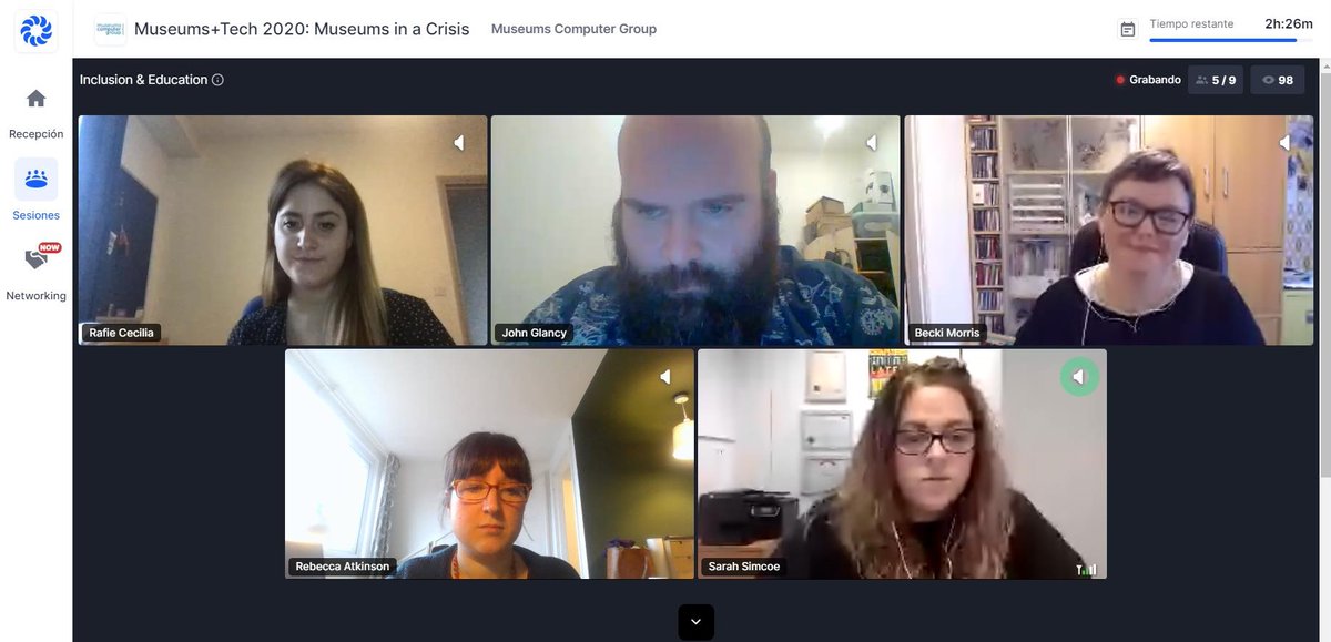 peinadormarta's tweet photo. Helping schools in home learning with John Glancy & @I_W_M team #Museums as creative spaces and places for inclusion even in #DigitalPractices We can't act witouth listening what people need Discussion with @BecksM36 @SarahSimcoe @museumDCN @EMBED_Org) #MuseTech2020 https://t.co/BVWh3puuyp