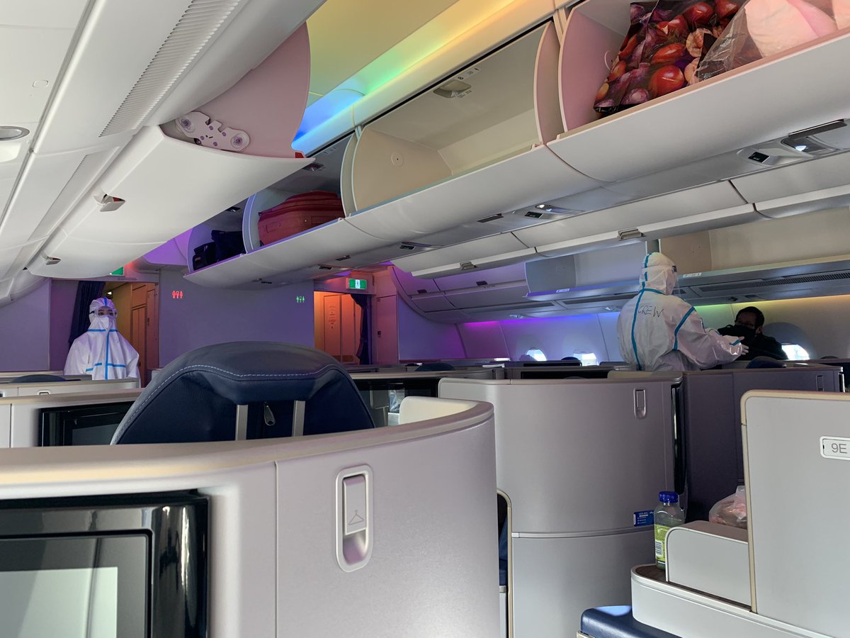 First thing that’s different is of course the cabin crew —— they are all suited up in PPE.Protective suits, hand gloves, N95 masks and goggles.This has been the norm on all Chinese airlines since April/May.I feel like a biohazard.