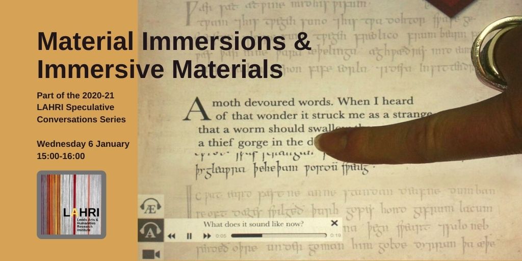 Are you a researcher interested in the ways of accessing, understanding and/or co-creating archives, &amp; museum collections through immersive technologies? 

LAHRI are pleased to announce the next #SpeculativeConversation will be taking place in January:
bit.ly/3oG5oYY