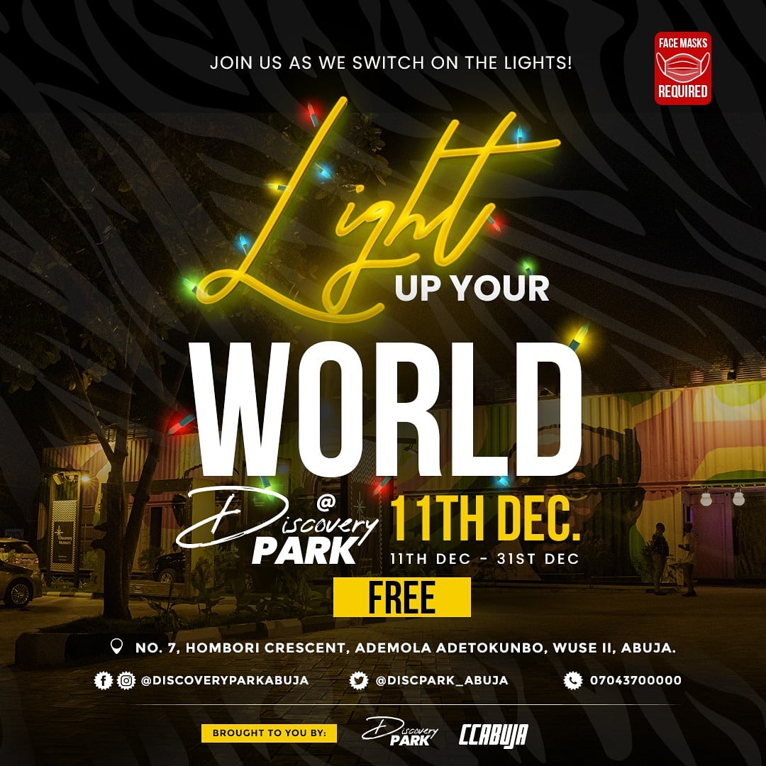 arttechdistrict's tweet photo. Join us from 4pm on Friday for music, dancing and watching the tree light up.
This free event kicks off our schedule for December as
we collaborate with @ccabuja (IG) to bring you fun and exciting activities for friends and families.
#discoverydecember #ccabuja #lostinabuja https://t.co/emtgIaLzJG