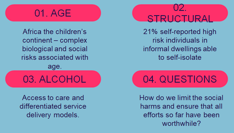 4 key research areas of focus from Alastair and his team. One in five high-risk individuals did not have adequate dwellings to self-isolate  #BESSItalk