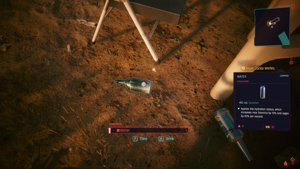 First bit of random loot! Water. Thematically coherent with the thread. Nice.