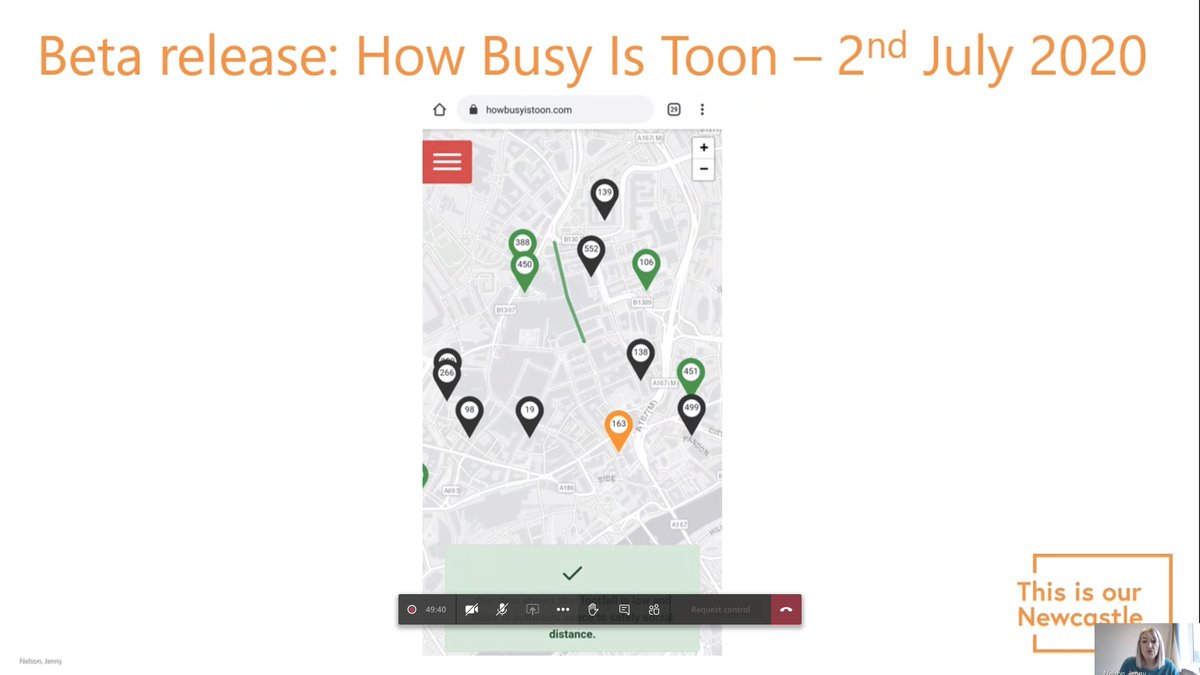 LDgovUK's tweet image. @JennyNCC presenting an overview of they developed the #HowBusyIsToon web tool with @urbanobserv @NE1BID @hedgehoglab and more.

If you couldn&apos;t make it to our third #LocalDigitalC19Challenge Showcase, we&apos;ll be sharing a recording soon!

👉 Check out howbusyistoon.com