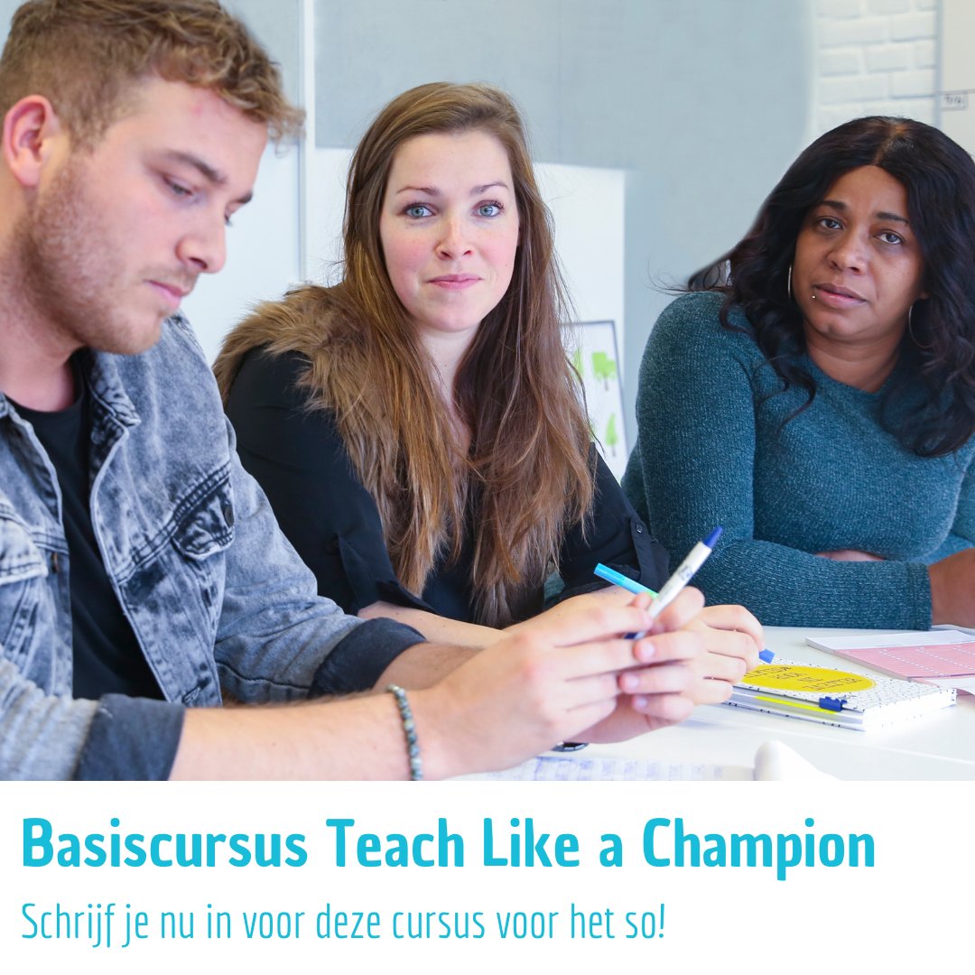In de basiscursus Teach Like a Champion leer je aan de hand van het gelijknamige boek van Doug Lemov in 4 bijeenkomsten de belangrijkste basistechnieken. Hierdoor leer je concreet te kijken naar welk gedrag leerlingen van je nodig hebben. 
Schuif jij aan? bit.ly/3mbknZm