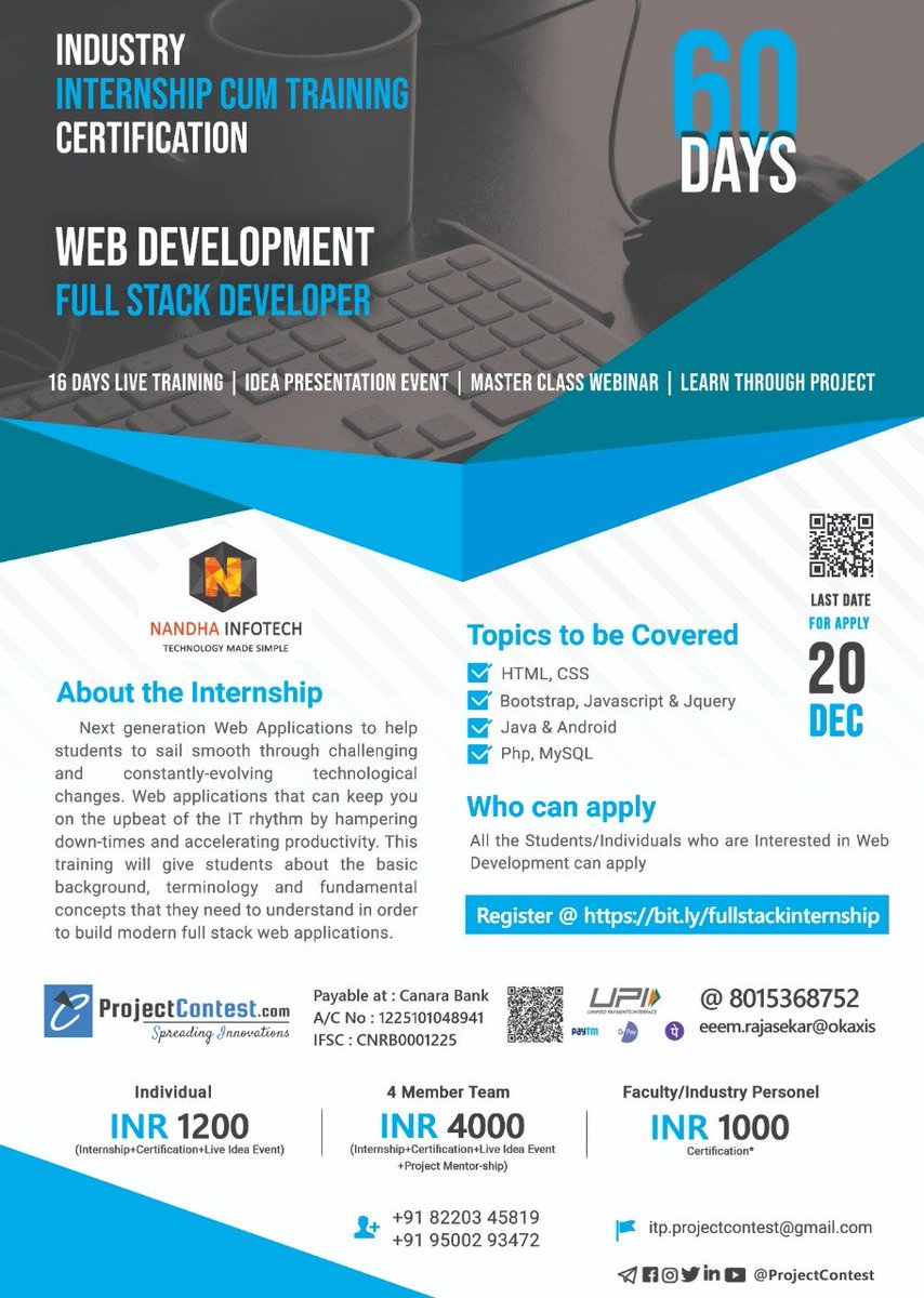 TWtejashree's tweet photo. Join us on https://t.co/a7vRHe383d in this Next generation Web Applications which is to help students to sail smoothly through challenging and constantly-evolving technological changes.
Registration Link : https://t.co/4jRbEOYZ9R
Webinar Date : 03/01/2021
Webinar Time : 10.00AM https://t.co/BVwUzyxqFB