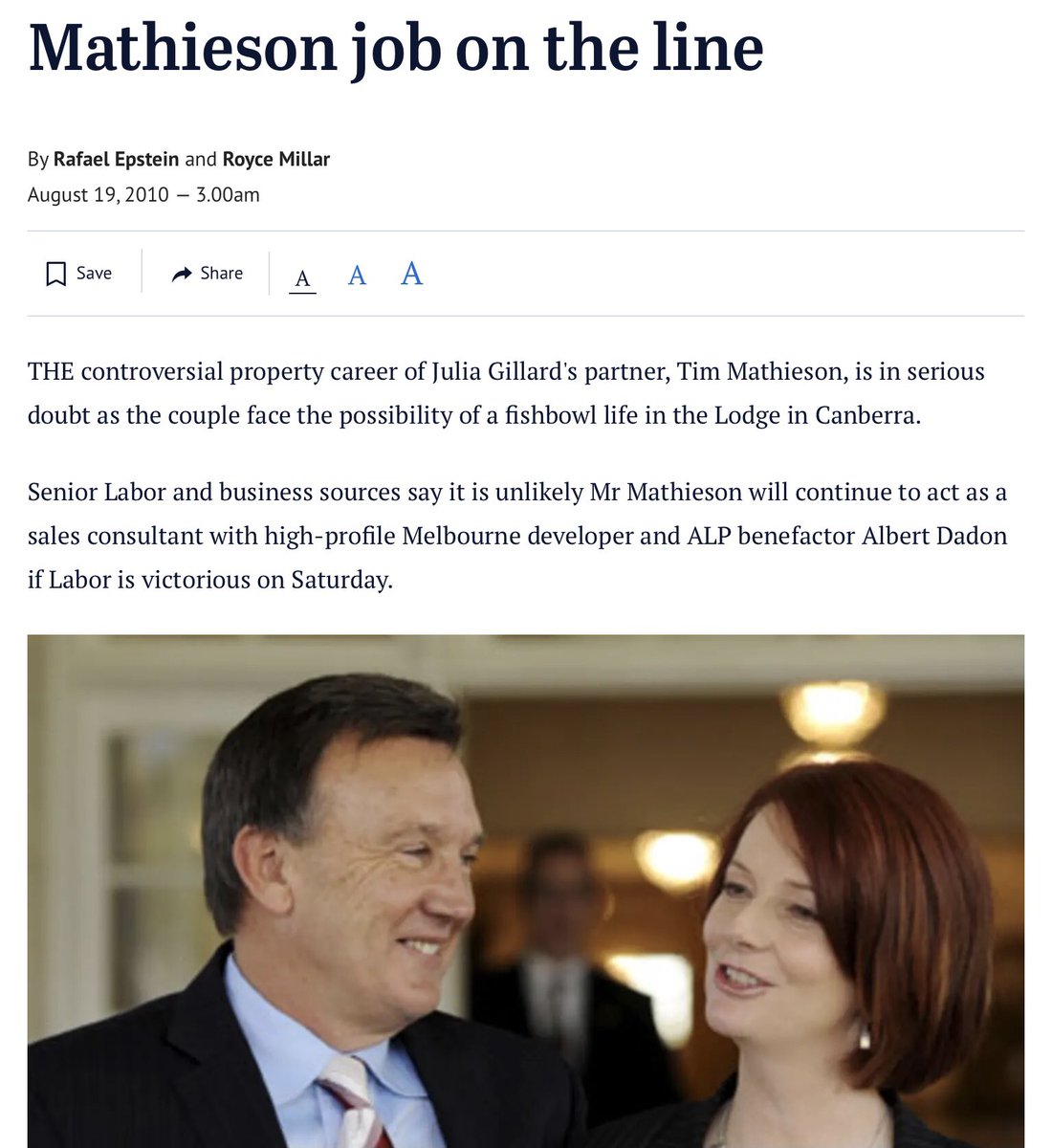  https://www.smh.com.au/politics/federal/mathieson-job-on-the-line-20100818-12f4l.htmlAlbert Dadon& his bought and paid for politicians Gillard RuddDownerEvansHawkeUbertas Group