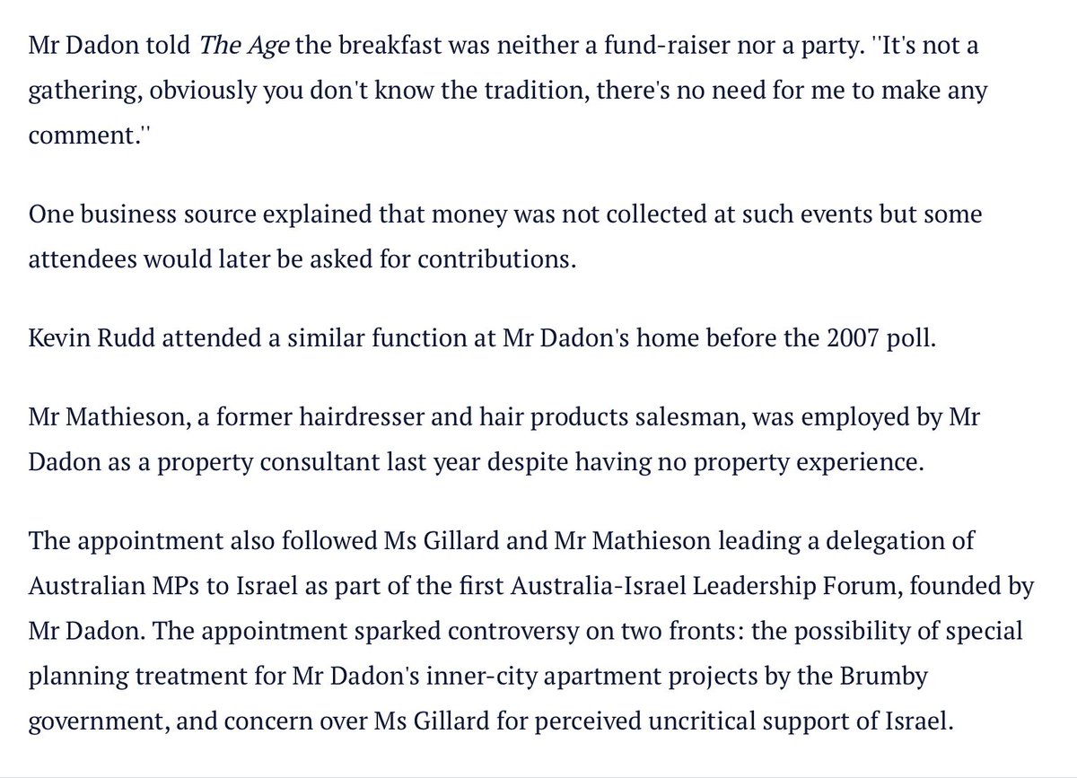  https://www.smh.com.au/politics/federal/mathieson-job-on-the-line-20100818-12f4l.htmlAlbert Dadon& his bought and paid for politicians Gillard RuddDownerEvansHawkeUbertas Group