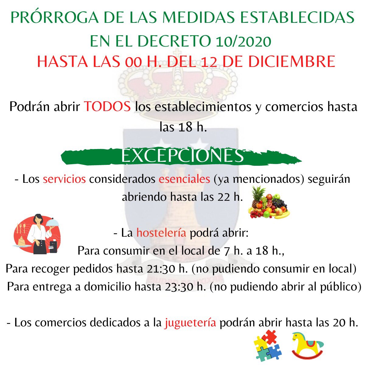 Ayto_Ugijar's tweet photo. PRÓRROGA DE LAS MEDIDAS ESTABLECIDAS EN EL DECRETO 10/2020 HASTA LAS 00:00 H. DEL 12 DE DICIEMBRE
Según el BOJA Extraordinario núm. 87 del miércoles, 9 de diciembre de 2020. Os recordamos que la Provincia de Granada sigue en el #Grado1 del Nivel de #Alerta4. https://t.co/AOl2pJFesc