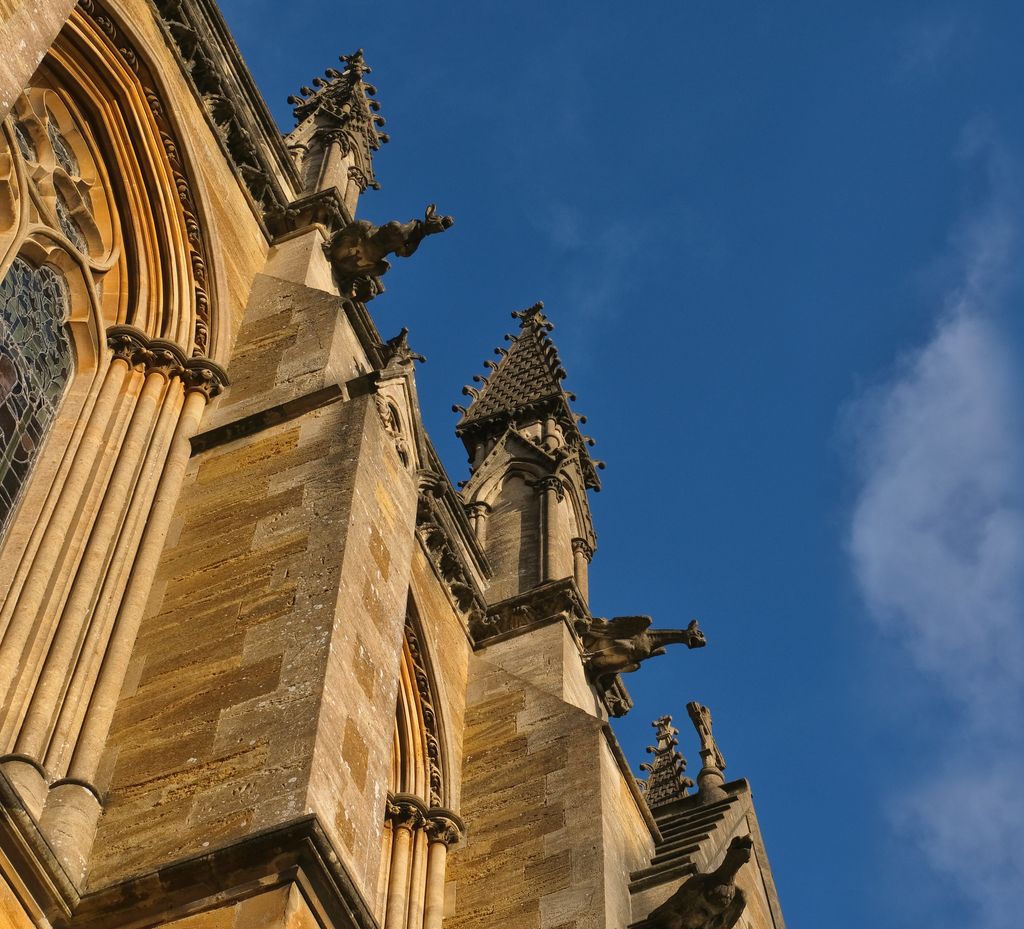 Could it be the buttresses of York?  Or the grotesques of Notre Dame? No, it's the walls of Tyntesfield (and in Somerset we call them Hunky Punks, not gargoyles or grotesques).