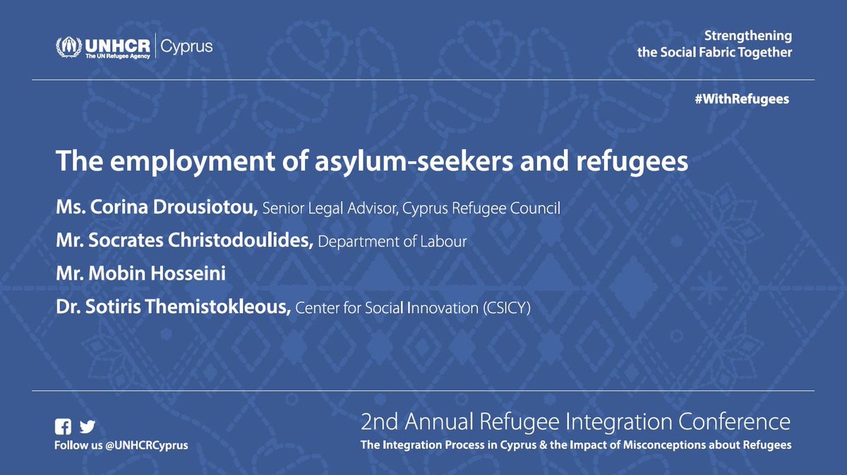 CRefugeeCouncil's tweet photo. Our Coordinator, Corina Drousiotou, now at the 2nd Annual @UNHCRCyprus Integration Conference, provided a set of recommendation based on our experience for the labour market integration of asylum seekers and refugees in Cyprus. https://t.co/5P7u7AQLX4 https://t.co/MMdaSi8N0A