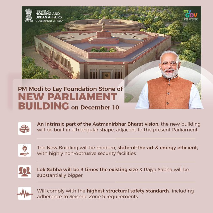 Sarcasticslifes's tweet photo. 🔱🇮🇳Such a joyous&amp;proud moment India will get a new Parliament House by 2022,It means so much.A whole new Bharat full of all new🔱 energy,deeply connected to her🇮🇳 roots,Congratulations to all Bhartiya👏 @vivekagnihotri
@ishkarnBHANDARI
@AirForceSeemaG
#NewParliament4NewIndia https://t.co/Fmuf8Vz0zD