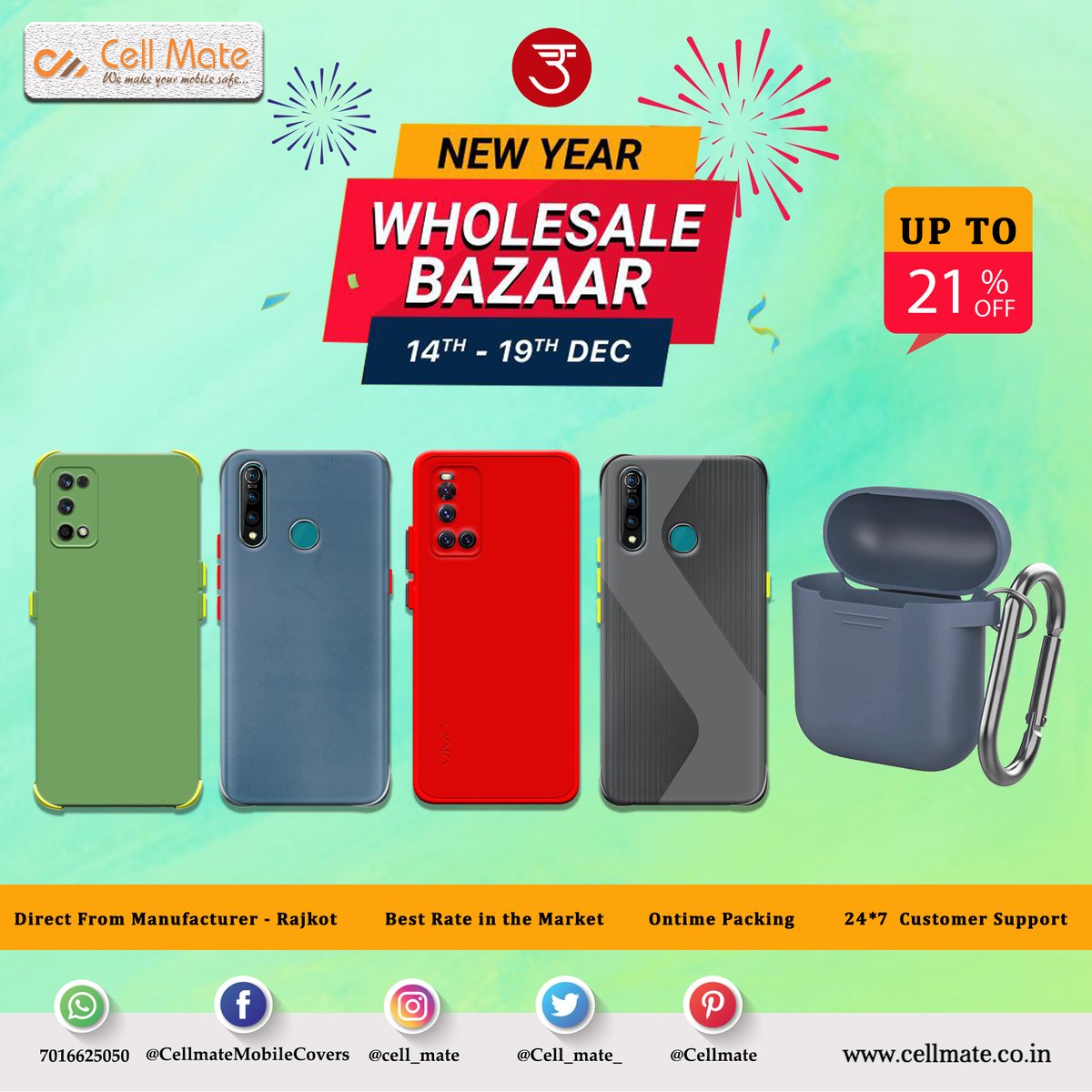 #Cellmate #MobileCoverBulk

You wait is over now! #CellmateCase is now upto 21% Off on #UdaanWholesaleBazaar !

Order Link : bit.ly/39TVSNH

#Cellmate #CellmateCover #Udaan #UdaanApp #UdaanB2B #NewYear #Wholesale #B2B #UdaanBulk #MobileCoverWholesale #MobileCaseBulk #New