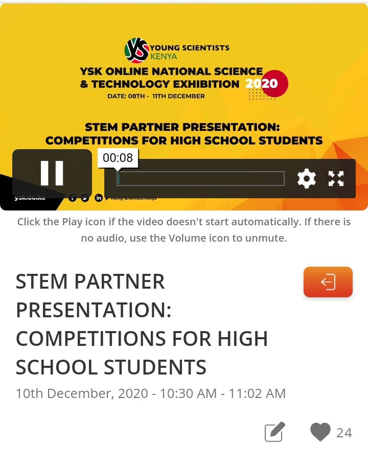 The STEM partner presentation has been graced by Richard Biko from <a href="/globalminimum/">Global Minimum</a> , Ciaran Coakley from Griffin's College &amp; Alex Magu from <a href="/PlayPoint_Edu/">PlayPoint_Education</a> . Amazing and fantastic hosts who made sure the young scientists were engaged. Tune in for our remaining sessions. #YSK2020