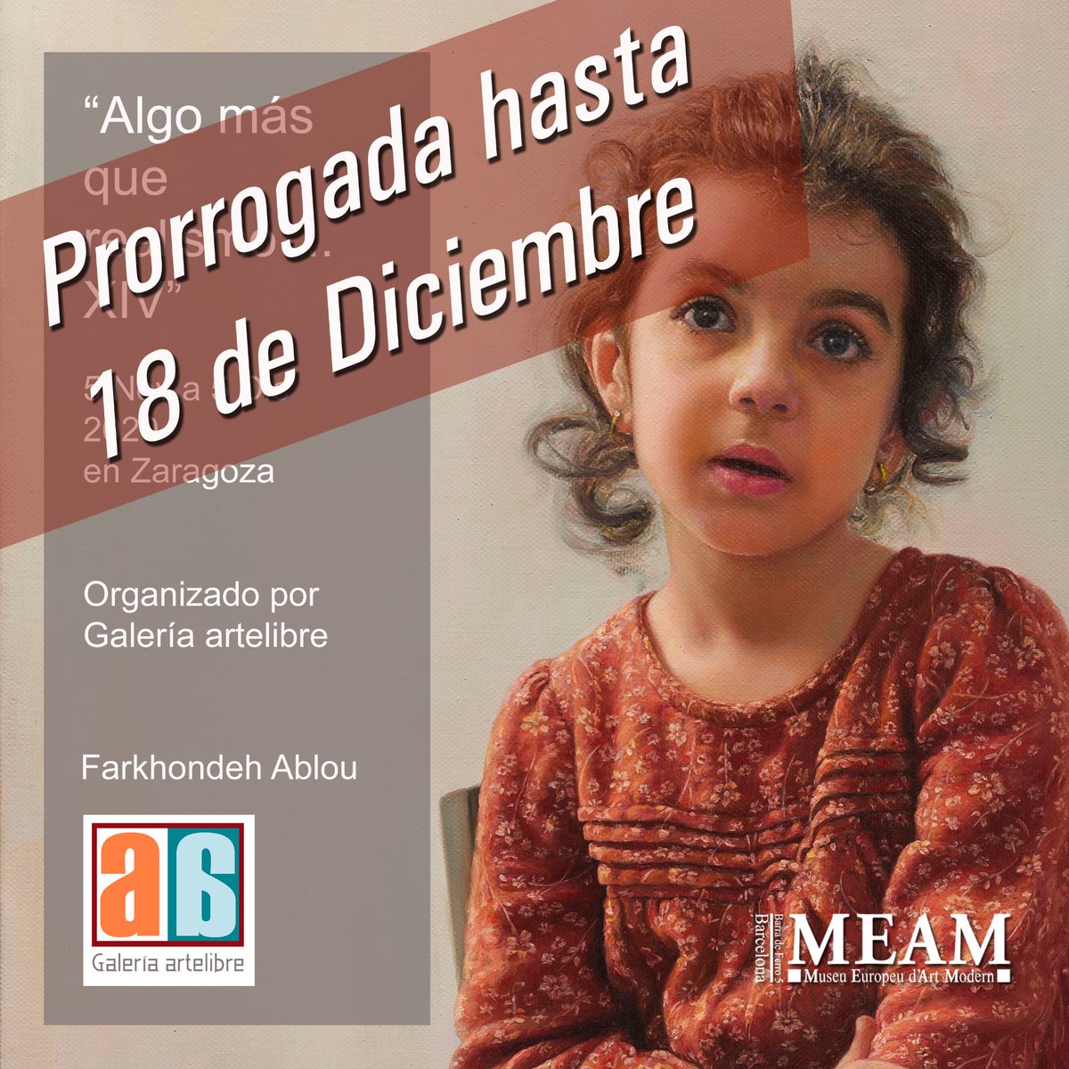 AgrupArtistica's tweet photo. Dado el éxito de la exposición, "Algo más que realismo...XIV", hemos decidido prorrogarla hasta el 18 de diciembre. Con un aforo reducido y horario especial de 18 a 20 horas de lunes a viernes.   Esperamos que nos visiten para disfrutar de la pintura. https://t.co/sRfK8g0fTB