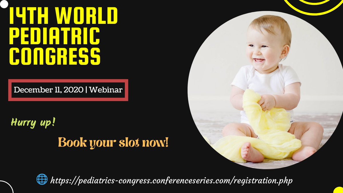 WPC_2020's tweet image. Don't miss the #Webinar @WPC_2020 #Participate and share your #research expertise #virtualevent 
Book your slot now ! #pediatrics #childcare #Neonatology #Pediatrician #Immunologist #Physician #Pharmacist #Pediatricsurgeon