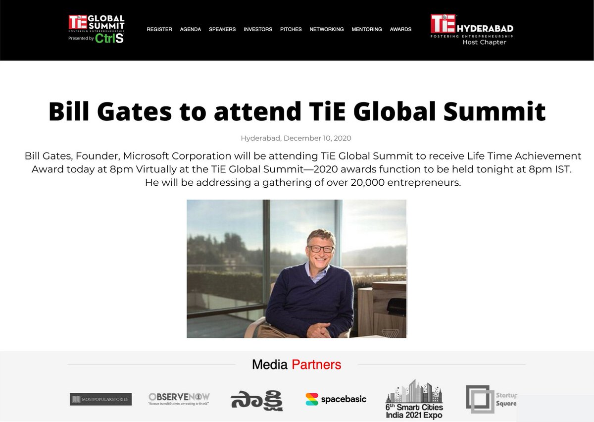 SpaceBasicApp's tweet photo. As a proud partner for the TiE Global Summit 2020, we are really excited to share @BillGates, Founder, @Microsoft Corporation will be attending TiE Global Summit tonight at 8pm IST.
Register for Free: https://t.co/rOMa8H5QTX
#TiEGlobalsummit2020 #SpaceBasic https://t.co/3mvSJ7bVOd